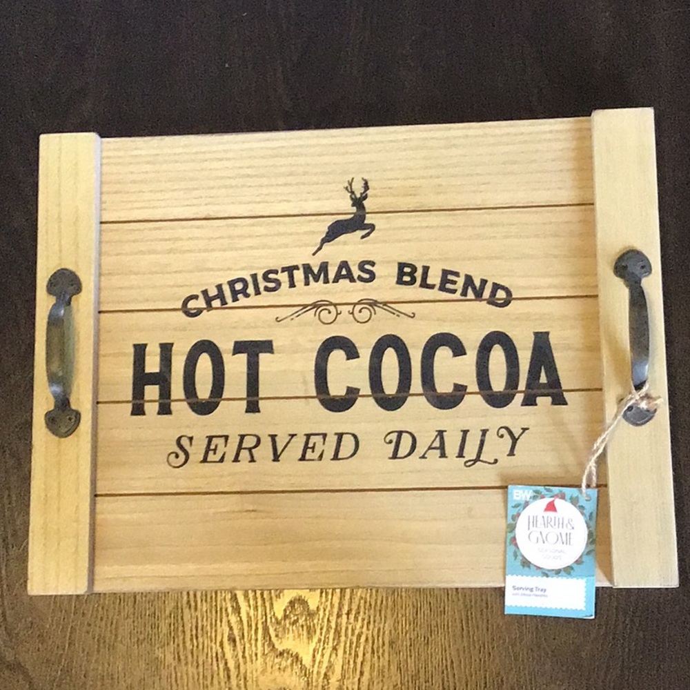 Brand NEW Hot Cocoa Wooden Serving Tray